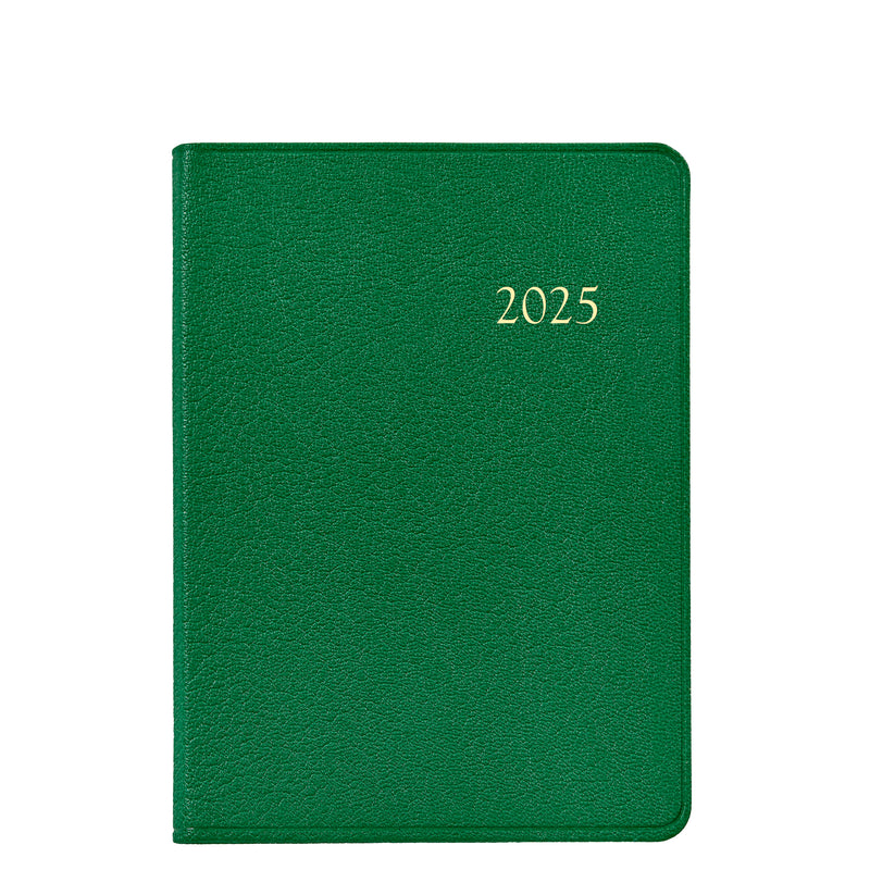 2025 Weekly Diary Kelly Green Goatskin Leather