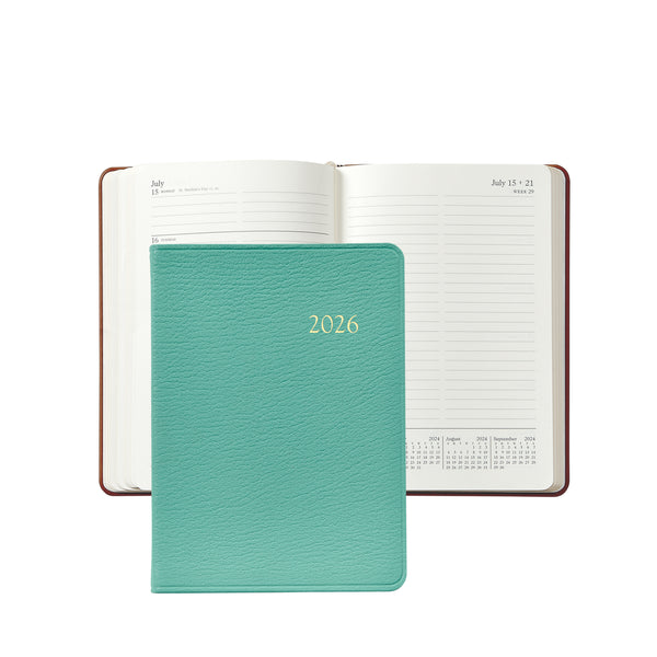 2026 Weekly Diary Robin Egg Blue Goatskin Leather