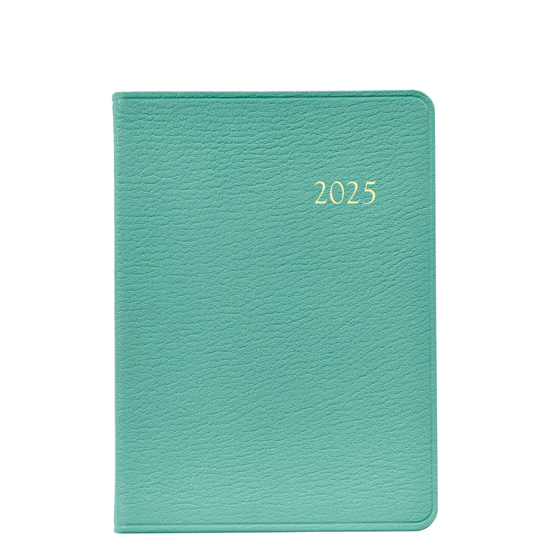 2025 Weekly Diary Robin Egg Blue Goatskin Leather
