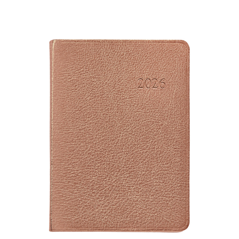 2026 Weekly Diary Rose Gold Goatskin Leather