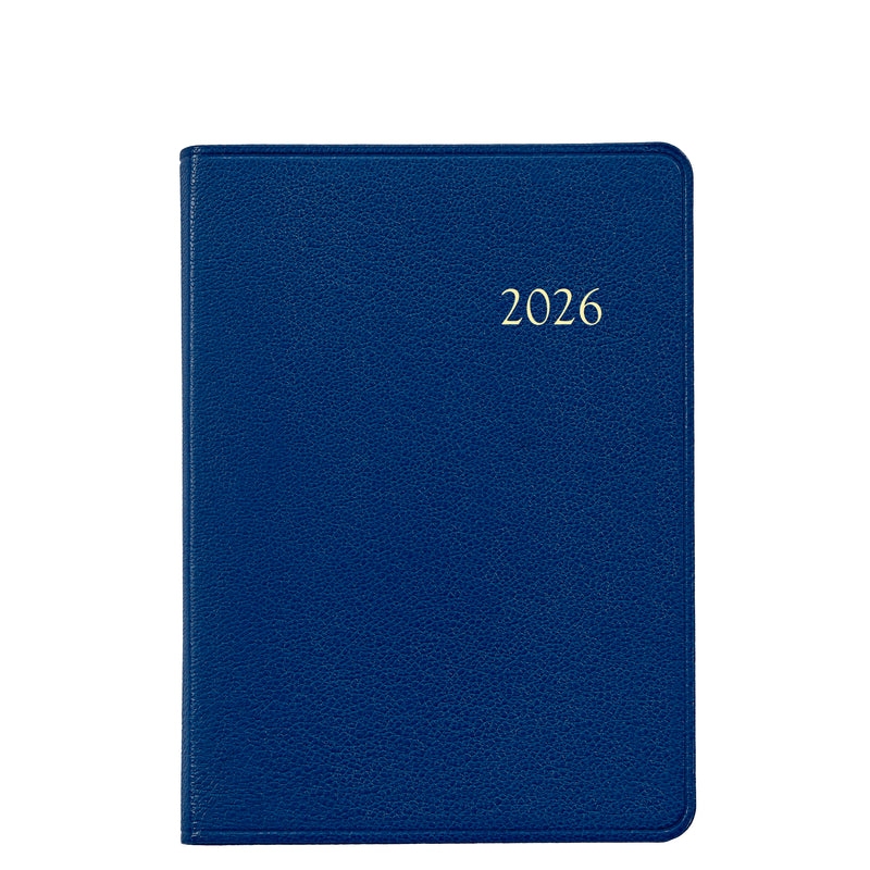 2026 Weekly Diary Royal Blue Goatskin Leather