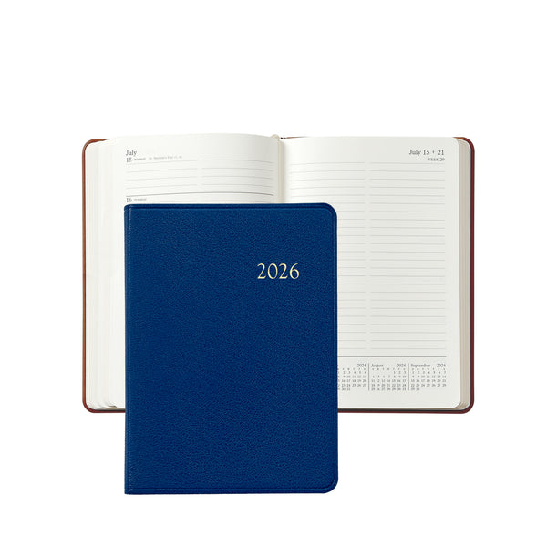 2026 Weekly Diary Royal Blue Goatskin Leather