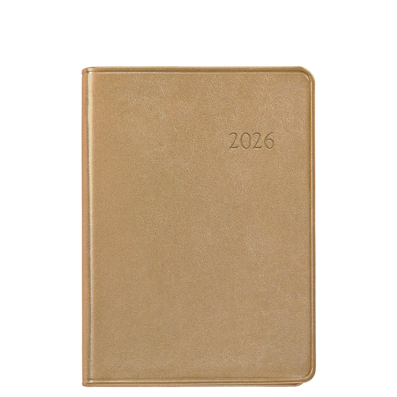 2026 Weekly Diary White Gold Goatskin Leather