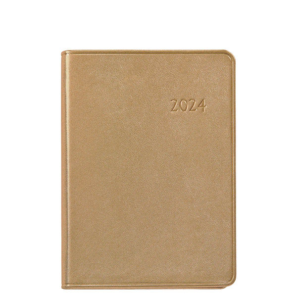 2024 Weekly Diary White Gold Goatskin Leather