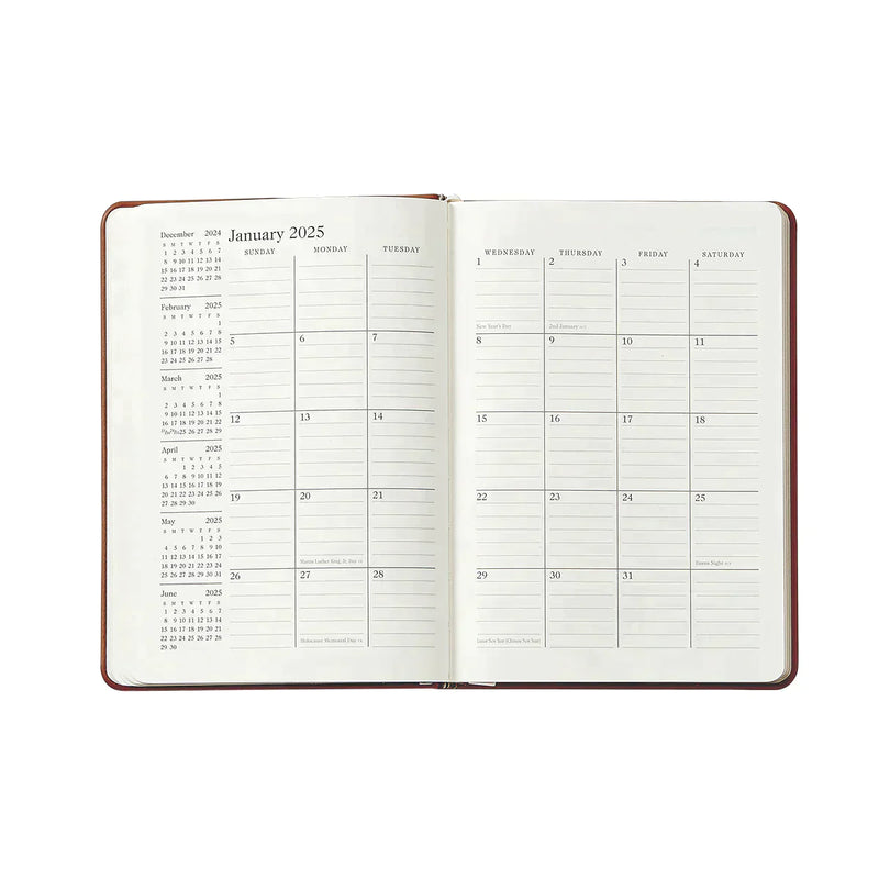 2025 Weekly Diary Brown Crocodile Embossed Leather
