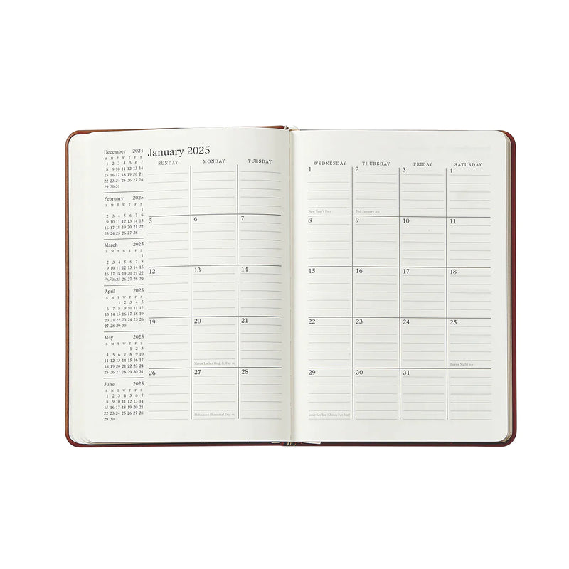 2024 Weekly Diary White Gold Goatskin Leather