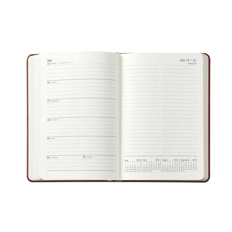 2024 Weekly Diary Taupe Traditional Leather