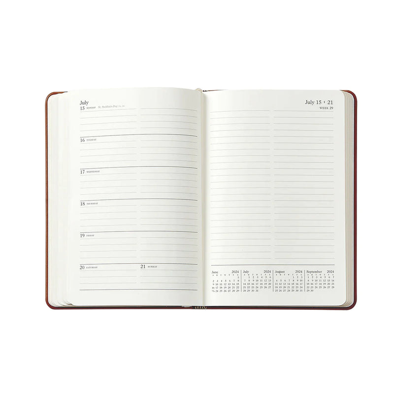 2024 Weekly Diary White Gold Goatskin Leather