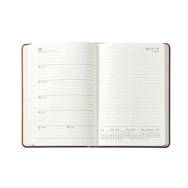 2026 Weekly Diary Wine Pebble Leather
