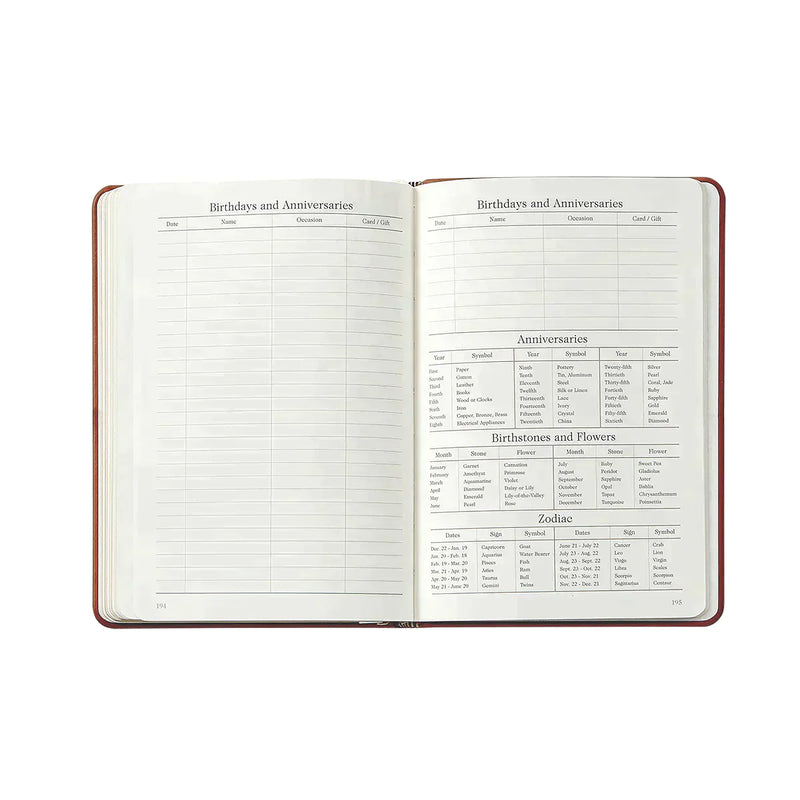 2025 Weekly Diary Brown Crocodile Embossed Leather