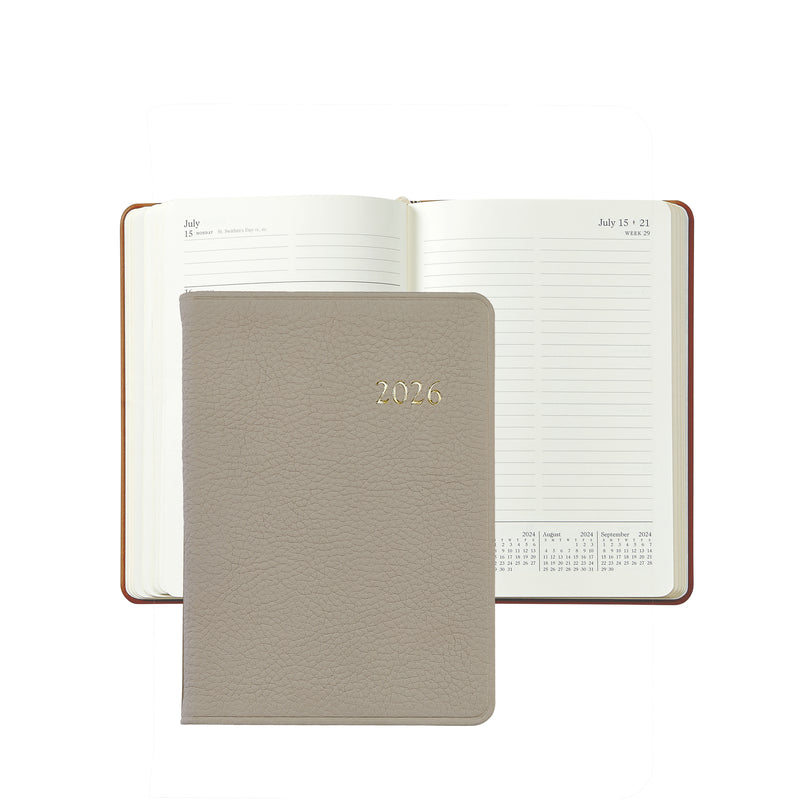 2026 Weekly Diary Beechwood Pebble Leather