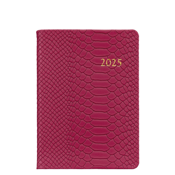 2025 Weekly Diary Peony Pink Embossed Python Leather