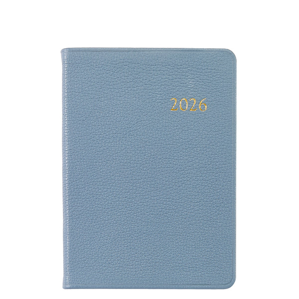 2026 Weekly Diary Slate Blue Pebble Leather