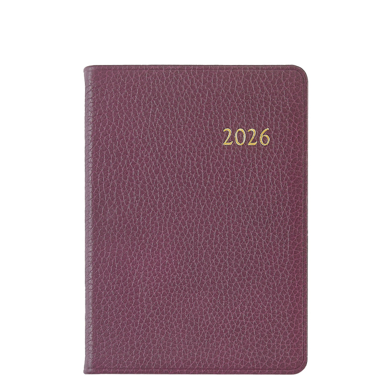 2026 Weekly Diary Wine Pebble Leather