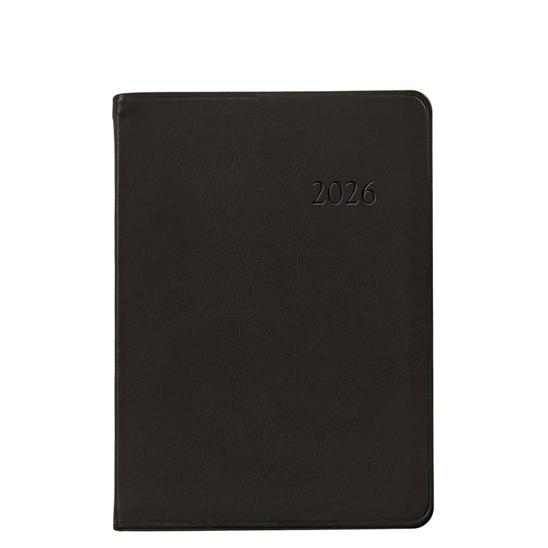 2026 Weekly Diary Black Traditional Leather