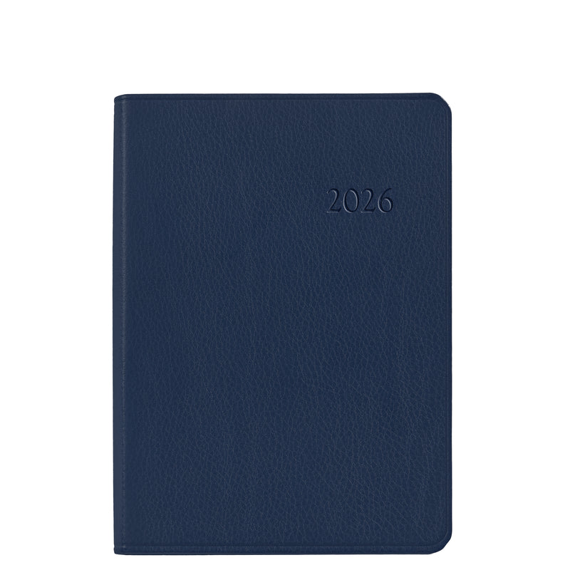 2026 Weekly Diary Navy Blue Traditional Leather