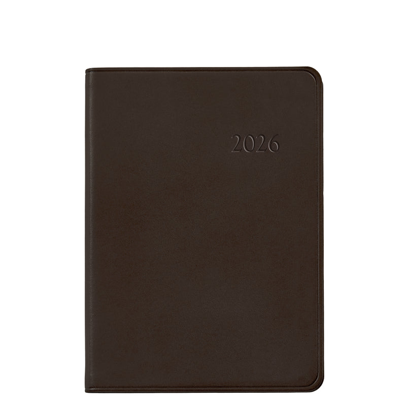2026 Weekly Diary Brown Traditional Leather