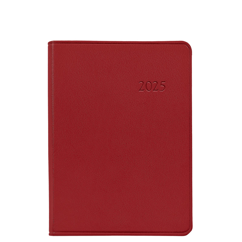 2025 Weekly Diary Red Traditional Leather