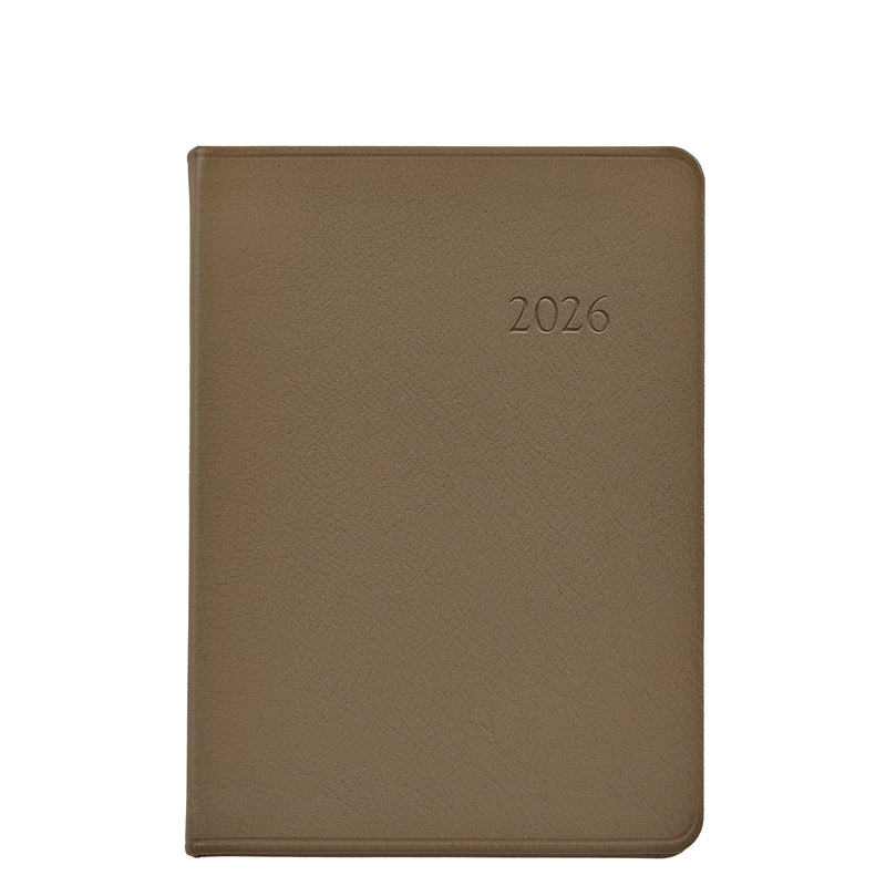 2026 Weekly Diary Taupe Traditional Leather