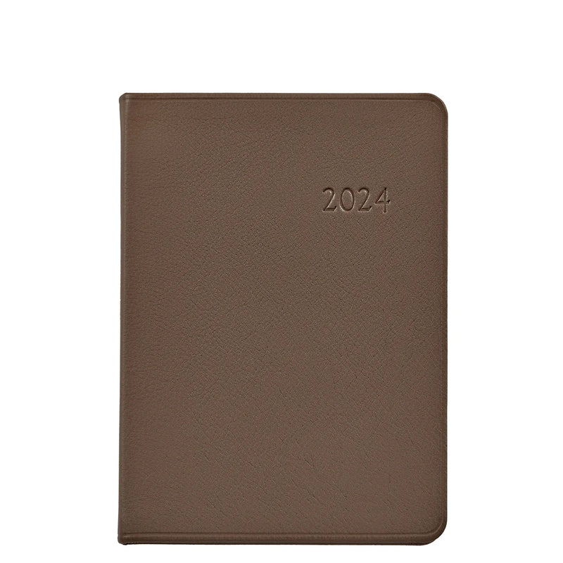 2024 Weekly Diary Taupe Traditional Leather