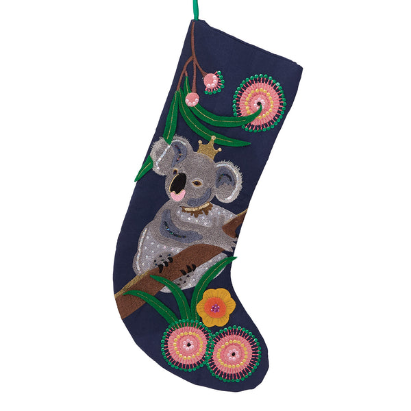 Koala Australian Christmas Stocking Navy Blue