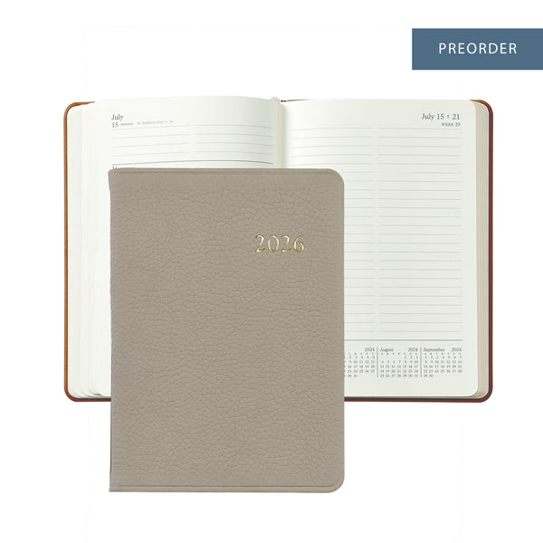 2026 Weekly Diary Beechwood Pebble Leather