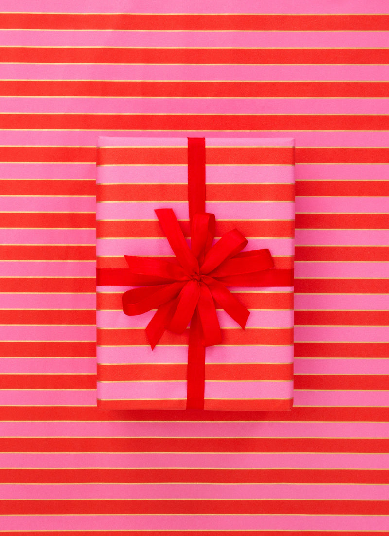 Wrapping Paper Roll - Nutcracker Stripe Pink & Red 10m