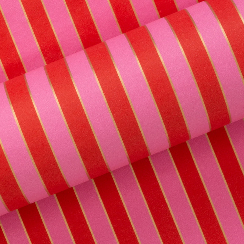 Wrapping Paper Roll - Nutcracker Stripe Pink & Red 10m