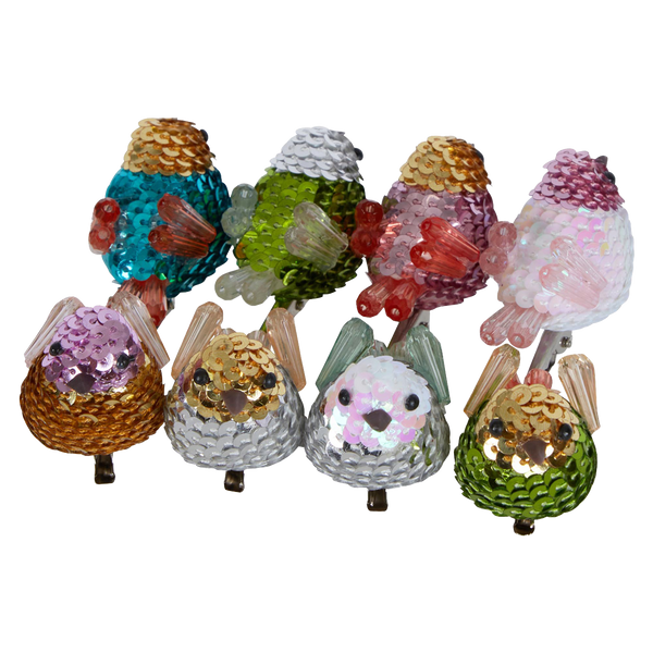 Sequinned Sweetie Birds - Multicolour sequin - Box of 8