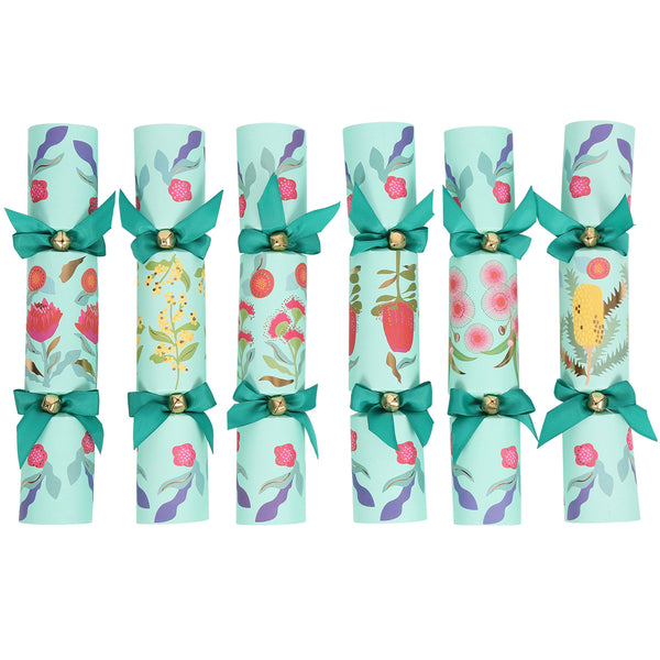 Australian Native Flower Christmas Crackers - Box of 6 Duck Egg Blue