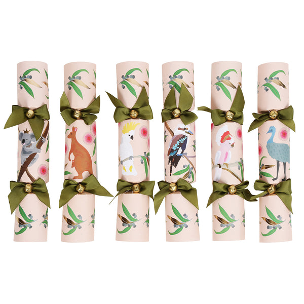 Australian Native Animal Christmas Crackers - Box of 6 Pale Pink