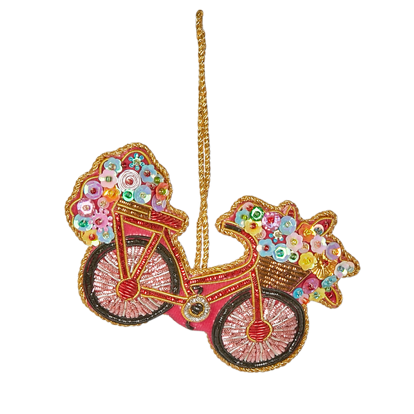 La Dolce Vita Flora Bicycle Sequin Tree Decoration