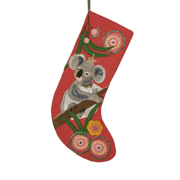 KOALA AUSTRALIAN CHRISTMAS STOCKING Red