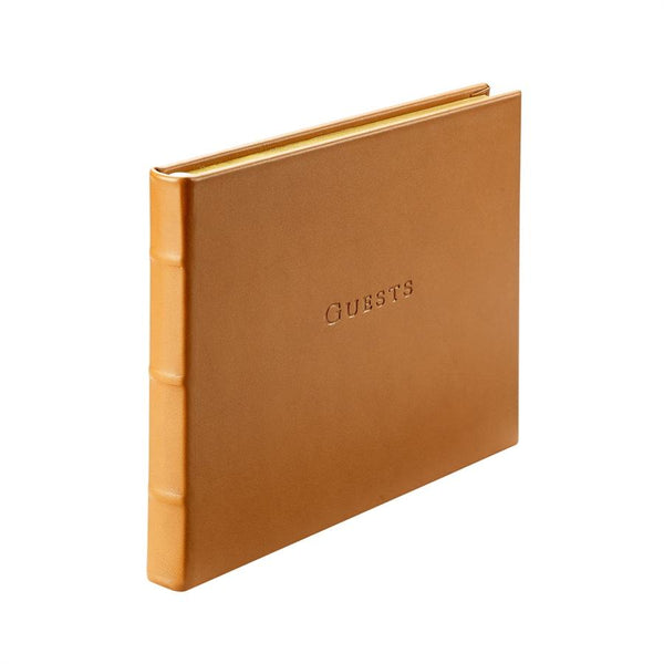 Guest Book British Tan Traditional Leather