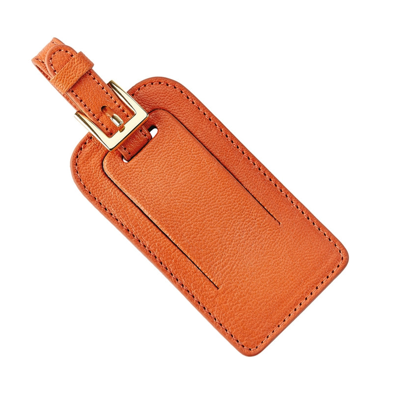 Luggage Tag Orange Goatskin Leather