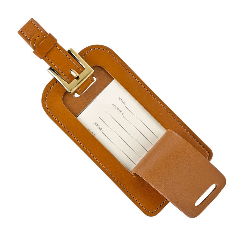 Luggage Tag British Tan Traditional Leather