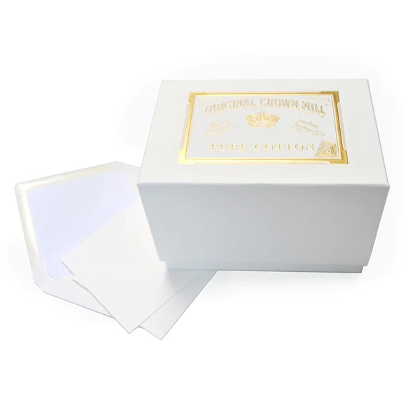 CROWN MILL PURE COTTON PAPER STATIONERY SET - 50 A6 CARDS & 50 C6 LINED ENVELOPES