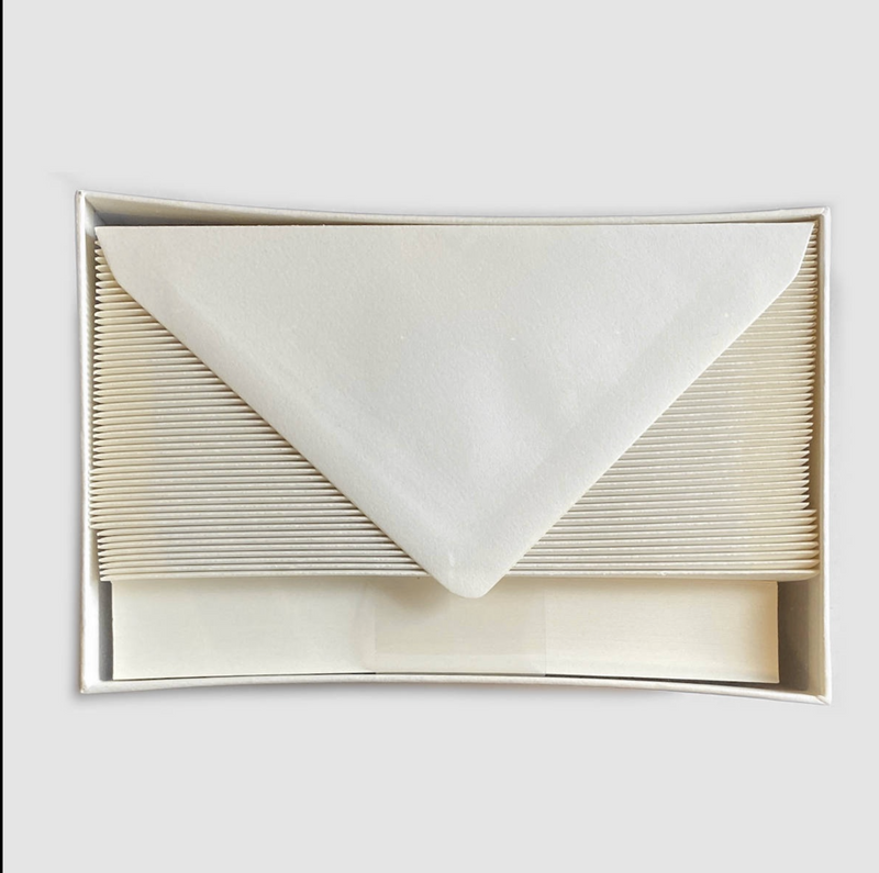 CROWN MILL PURE COTTON PAPER STATIONERY SET - 50 A6 CARDS & 50 C6 LINED ENVELOPES