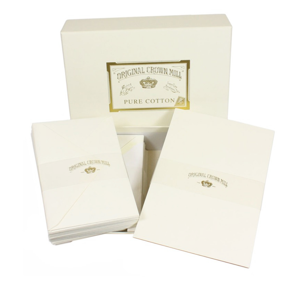 CROWN MILL PURE COTTON PAPER STATIONERY SET - 100 A5 SHEETS & 50 C6 LINED ENVELOPES