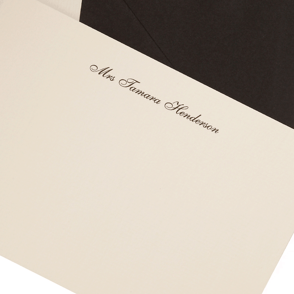 Personal Stationery Crown Mill Black Silk Lined envelopes - Set of 10 cards and 10 envelopes