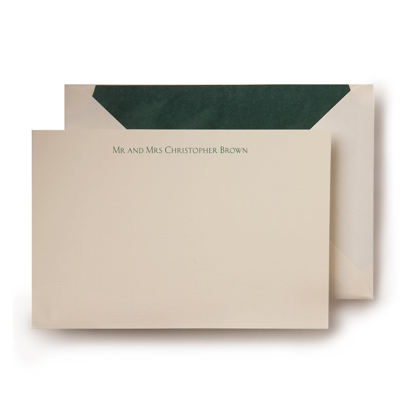 Personal Stationery Crown Mill Dark Green Silk Lined envelopes - Set of 10 cards and 10 envelopes